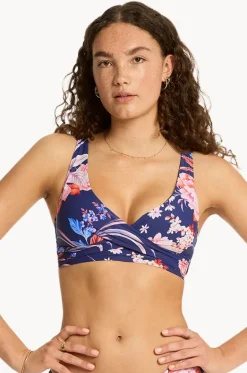 Bikini Tops^Sea Level Indochine Cross Front Bra French navy