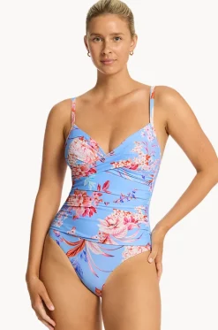One Pieces^Sea Level Indochine Cross Front Scoop Back One Piece Light blue