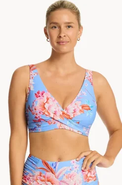 Bikini Tops^Sea Level Indochine G Cup Cross Front Bra Light blue