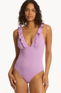 One Pieces^Sea Level Interlace Frill One Piece Lavender