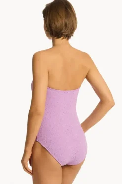 One Pieces^Sea Level Interlace Seamless Bandeau One Piece Lavender