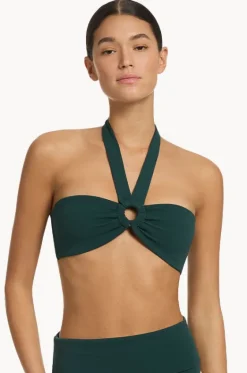 Bikini Tops^Jets Isla Rib Bandeau Halter Forest