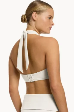 Bikini Tops^Jets Isla Rib Bandeau Halter Cream