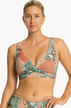 Bikini Tops^Sea Level Java Cross Front Bra Coral