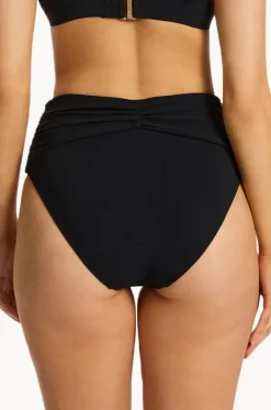 Bottoms^Jets et High Waist Ruched Pant BLACK