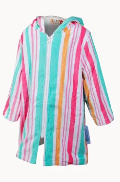 Towel Robes & Ponchos^Back Beach Co Kids Hawaiian Stripe Hooded Towel Robe 3-5Y Blue/natural