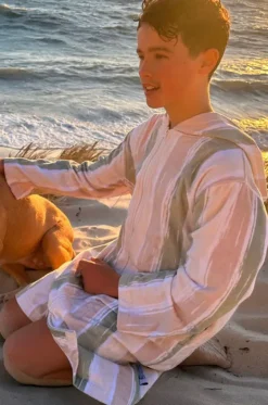 Towel Robes & Ponchos|Towel Robes & Ponchos^Back Beach Co Kids Island Hooded Towelling Robe 7-11Y Sand