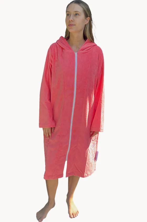 Towel Robes & Ponchos|Towel Robes & Ponchos^Back Beach Co Kids Salty Hooded Towelling Robe 7-11Y Peach