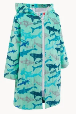 Towel Robes & Ponchos|Towel Robes & Ponchos^Back Beach Co Kids Sharky Hooded Towelling Robe 5-7Y Mint