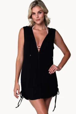 Overswim^J.valdi Kira Slub Sleeveless Zip Hoodie BLACK