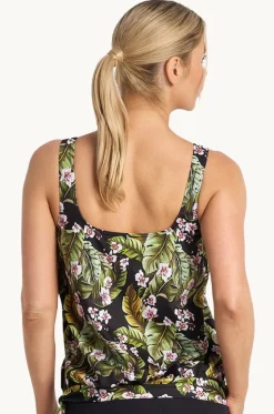 Tankini Tops^Poolproof Leafique Scoop Blouson Tankini Separate BLACK
