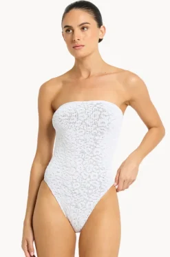 One Pieces^Bond-eye Leopard Fane Bandeau One Piece White