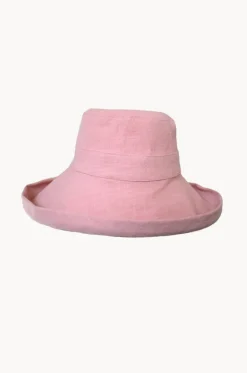 Headwear^Cherry Red Linen Wide Brim Bucket Hat Blush