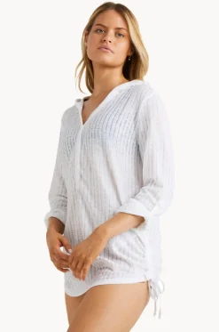Overswim^Billabong Lovechild Plain Hooded Kaftan WHITE