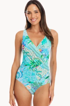 One Pieces^Togs Swimwear Lucca Surplice One Piece Aqua