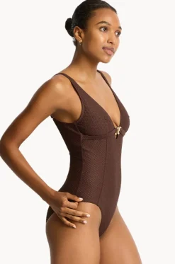 One Pieces^Sea Level Luminara Chain Link Longline One Piece Cocoa