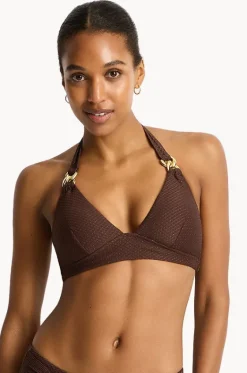 Bikini Tops^Sea Level Luminara Longline Halter Cocoa