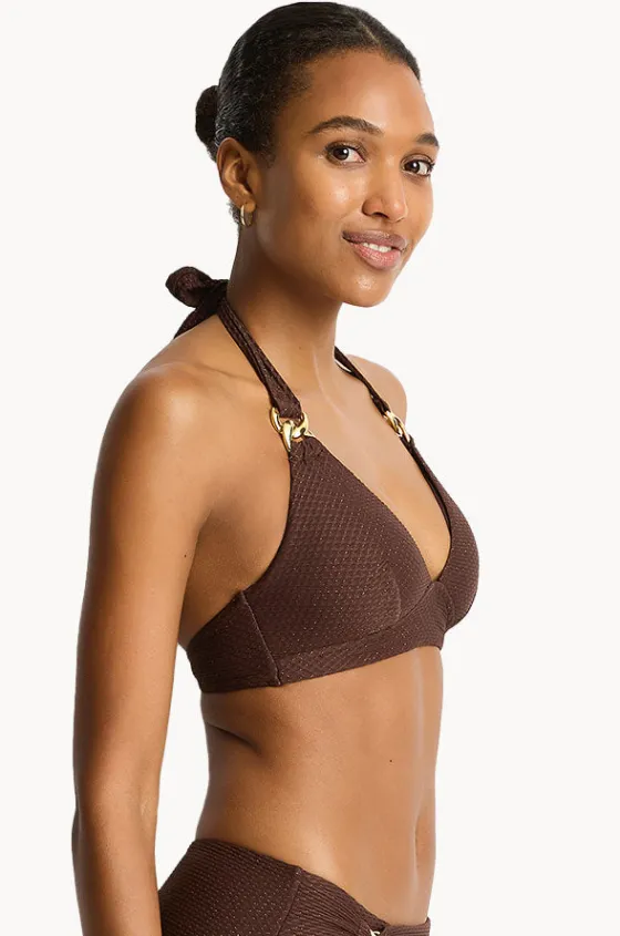 Bikini Tops^Sea Level Luminara Longline Halter Cocoa