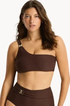 Bikini Tops^Sea Level Luminara One Shoulder Top Cocoa