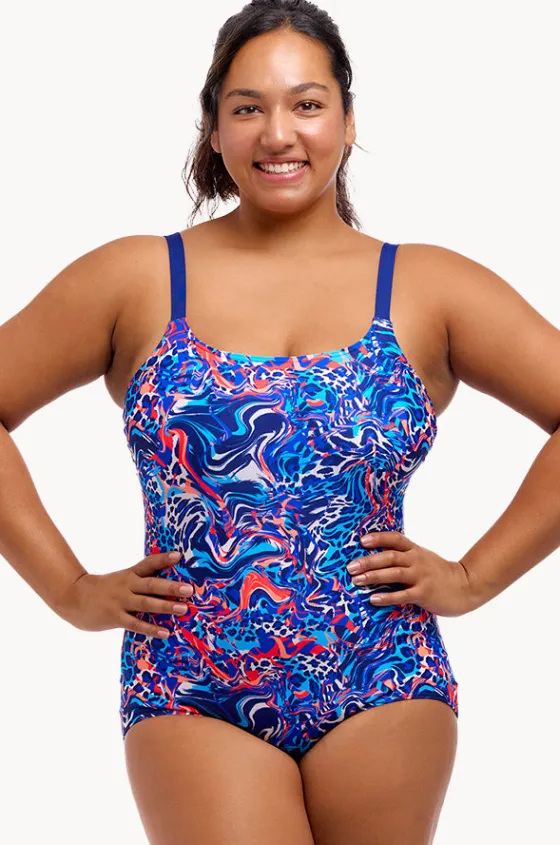 One Pieces^Funkita Mad Cat Scoop Neck One Piece Blue/orange