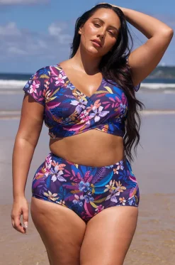 Bikini Tops^Capriosca Majorca Frill Wrap Bra Purple/multi