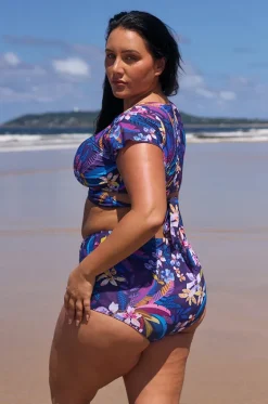 Bikini Tops^Capriosca Majorca Frill Wrap Bra Purple/multi