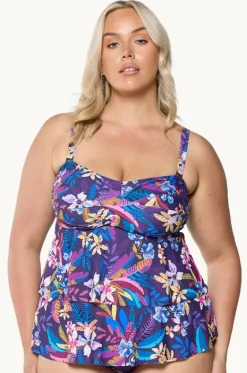Tankini Tops^Capriosca Majorca Tiered Bandeau Tankini Separate Purple/multi
