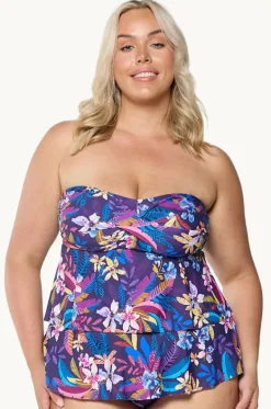 Tankini Tops^Capriosca Majorca Tiered Bandeau Tankini Separate Purple/multi