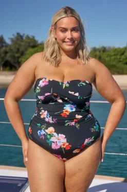 One Pieces^Capriosca Malibu Twist Front Bandeau One Piece Black/multi