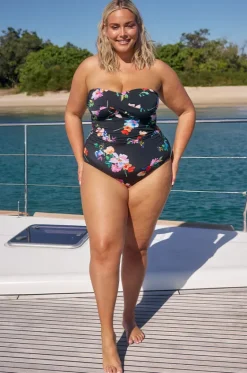 One Pieces^Capriosca Malibu Twist Front Bandeau One Piece Black/multi