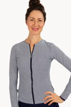 Rashies & Sunsuits^Babes In The Shade Mamiko Long Sleeve Suntop Navy/white