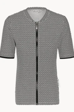 Rashies & Sunsuits^Babes In The Shade Mamiko Short Sleeve Zip Suntop Black/white