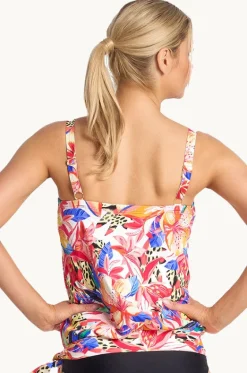 Tankini Tops^Jantzen Mandalay Bandeau Blouson Tankini Separate Blue/natural