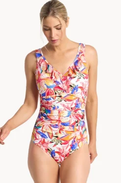 One Pieces^Jantzen Mandalay DD/E Cup Mesh Frill One Piece Blue/natural