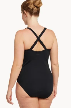 One Pieces^Zoggs Marble Multiway One Piece Black/White