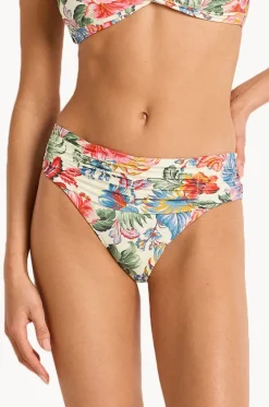 Bottoms^Monte u0026 Lou Marisol Mid Rise Ruched Pant Blue/natural