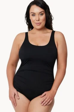 One Pieces^Poolproof Mastectomy Pintuck One Piece BLACK