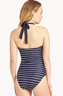 One Pieces^Jojo Maman Bebe Maternity Stripe Halter One Piece Navy/White