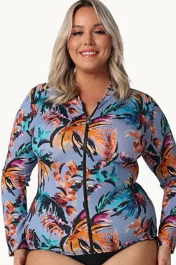 Rashies & Sunsuits^Capriosca Mauritius Long Sleeve Zip Suntop Dusty blue