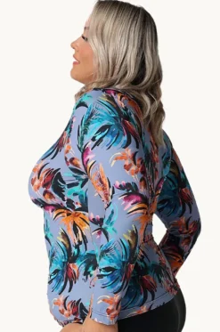 Rashies & Sunsuits^Capriosca Mauritius Long Sleeve Zip Suntop Dusty blue