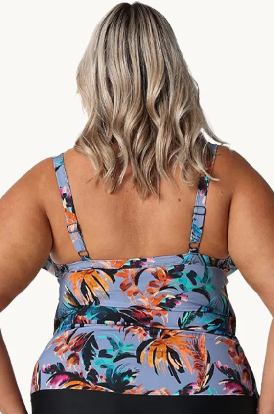 Tankini Tops^Capriosca Mauritius Tiered Frill Tankini Separate Dusty blue