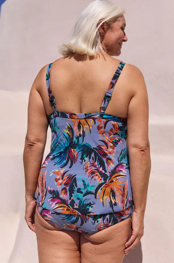 Tankini Tops^Capriosca Mauritius Tiered Frill Tankini Separate Dusty blue