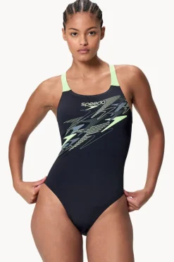 One Pieces^Speedo Medley Logo One Piece Black/green