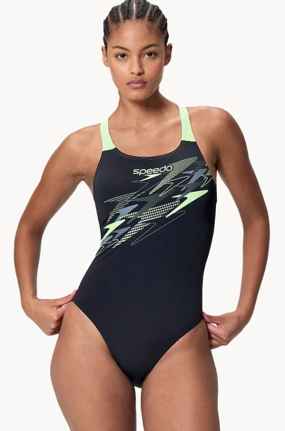One Pieces^Speedo Medley Logo One Piece Black/green