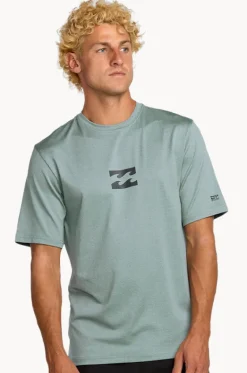 Rashies^Billabong Mens All Day Wave Short Sleeve Suntop Sea