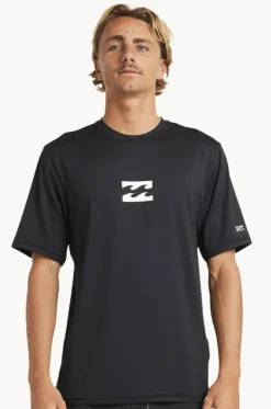 Rashies^Billabong Mens All Day Wave Short Sleeve Suntop Black