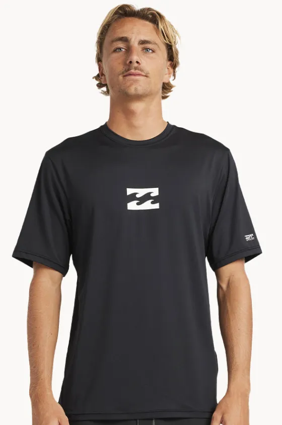 Rashies^Billabong Mens All Day Wave Short Sleeve Suntop Black