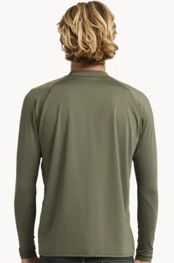 Rashies^Billabong Mens Boxed Arch Long Sleeve Suntop Military