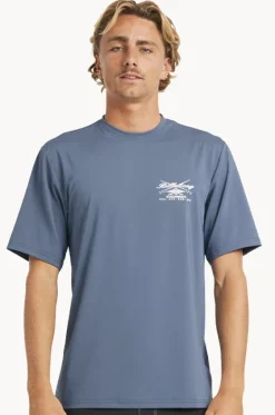 Rashies^Billabong Mens Crossboards Short Sleeve Suntop Teal