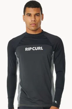 Rashies^Rip Curl Mens Drive Long Sleeve Suntop Black